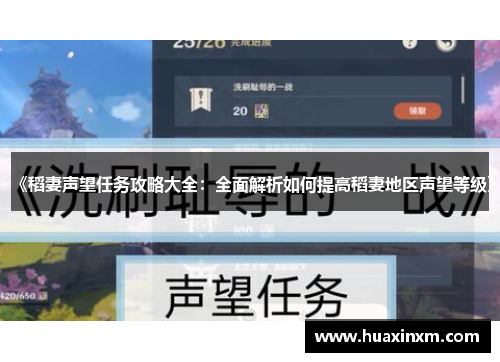 《稻妻声望任务攻略大全：全面解析如何提高稻妻地区声望等级》